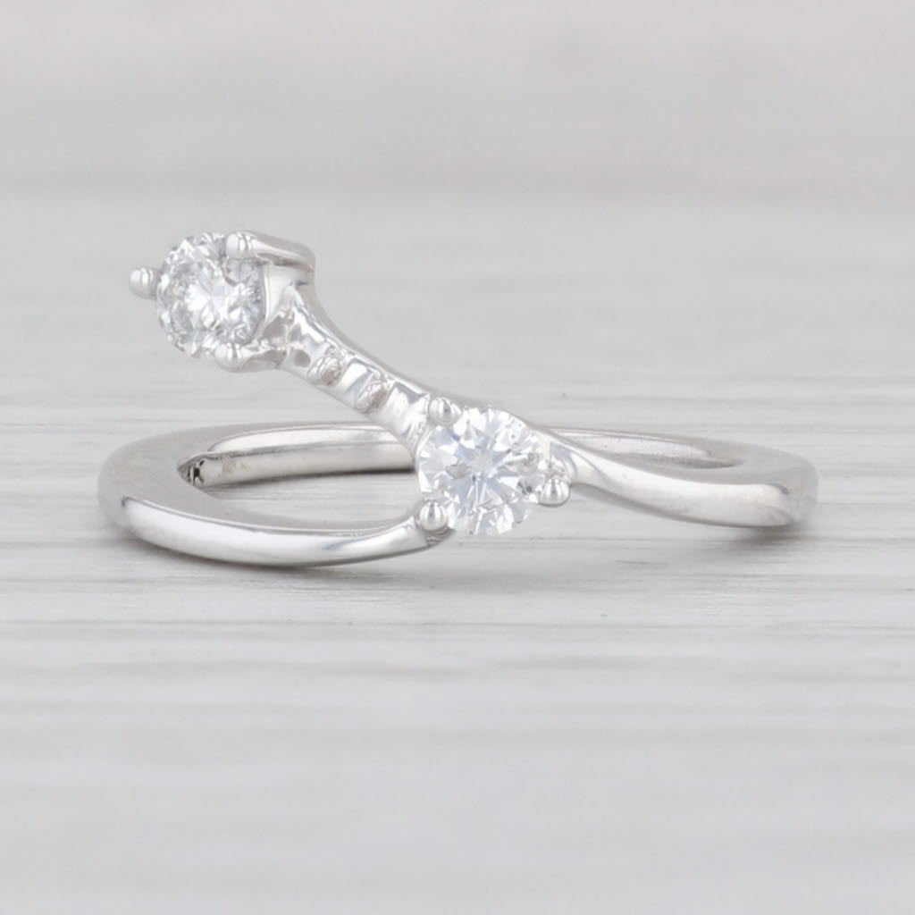 0.30ctw Diamond Ring Guard - 14k White Gold Size 4 - Wrap Stackable Wedding Band for Engagement, Anniversary & Everyday Wear