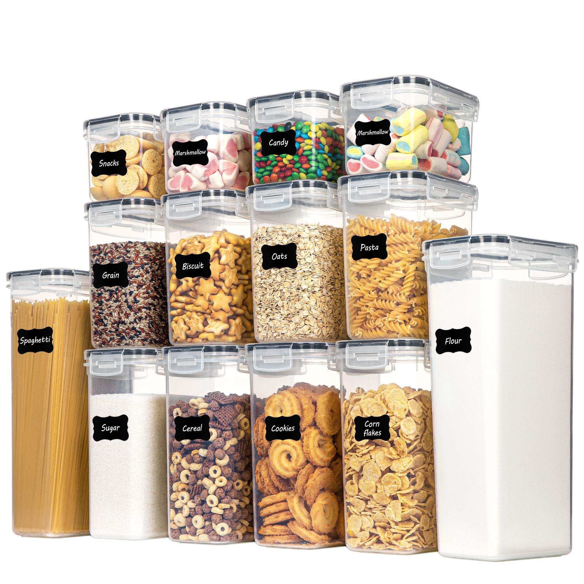CHEFSTORY 14-Piece Airtight Food Storage Container Set with Lids - BPA-Free Plastic Kitchen Canisters for Flour, Sugar, Cereal & Dry Goods - Perfect for Pantry Organization, Meal Prep & Home Storage