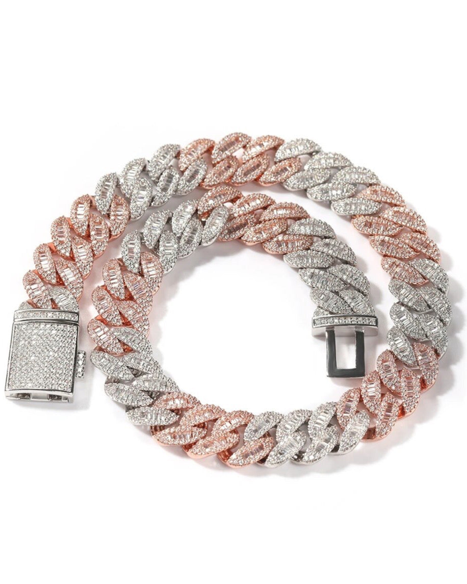 2-Tone Miami Cuban Link Chain - 14K Gold & Sterling Silver Men's Jewelry for Hip-Hop & Urban Fashion