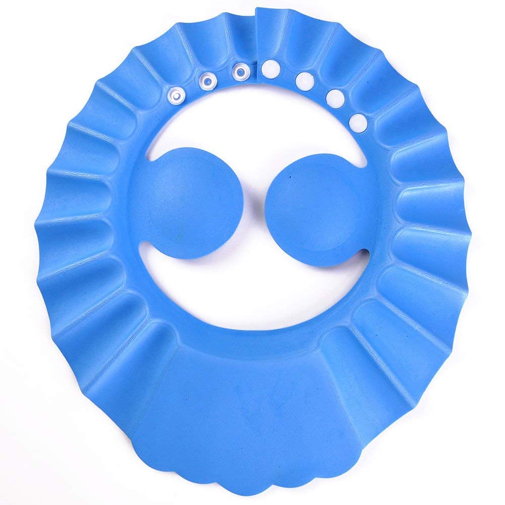 Soft Adjustable Baby Shower Cap - Waterproof Bath Head Cap Visor for Washing Hair - Toddler & Kids Bathing Protection (Blue) - Perfect for Baby Hair Wash, Bath Time & Shower Safety