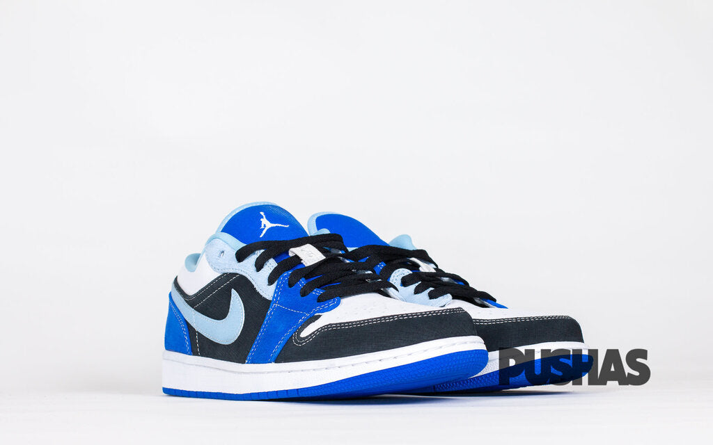 Air Jordan 1 Low Sneakers - Black, Blue & White Colorway | Men's Basketball Shoes for Casual Wear & Street Style