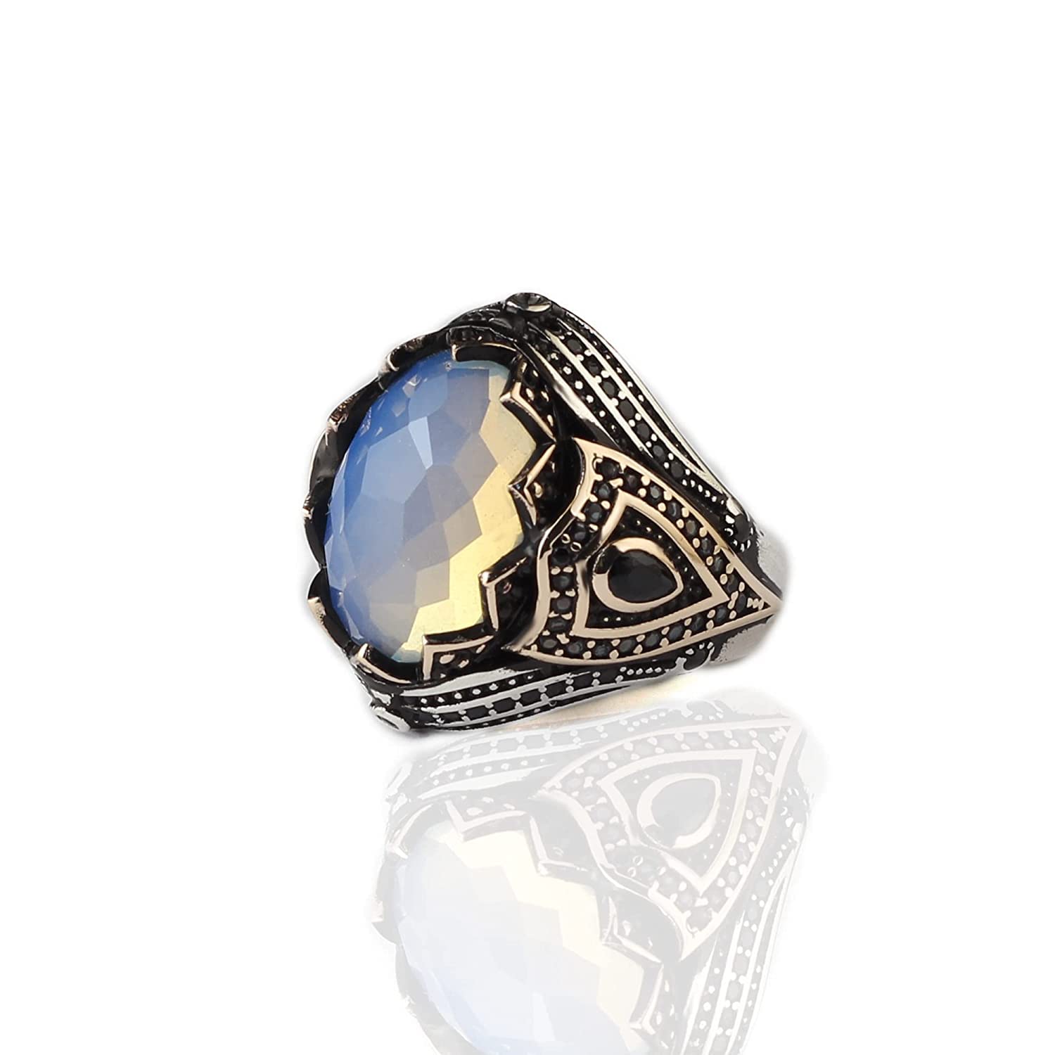 925 Sterling Silver Moonstone Ring for Men - Handmade Gemstone Jewelry - Perfect for Gifts, Weddings & Everyday Wear