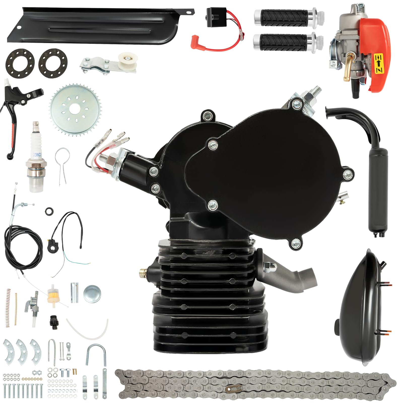 Upgrade 110CC 2 Stroke Gas Powered Bicycle Engine Kit with CDI System & Foot Pedal Start - Compatible with 26/28 Inch Bikes (Black) - Perfect for Commuting, Off-Road Adventures & Motorized Bike Conversions