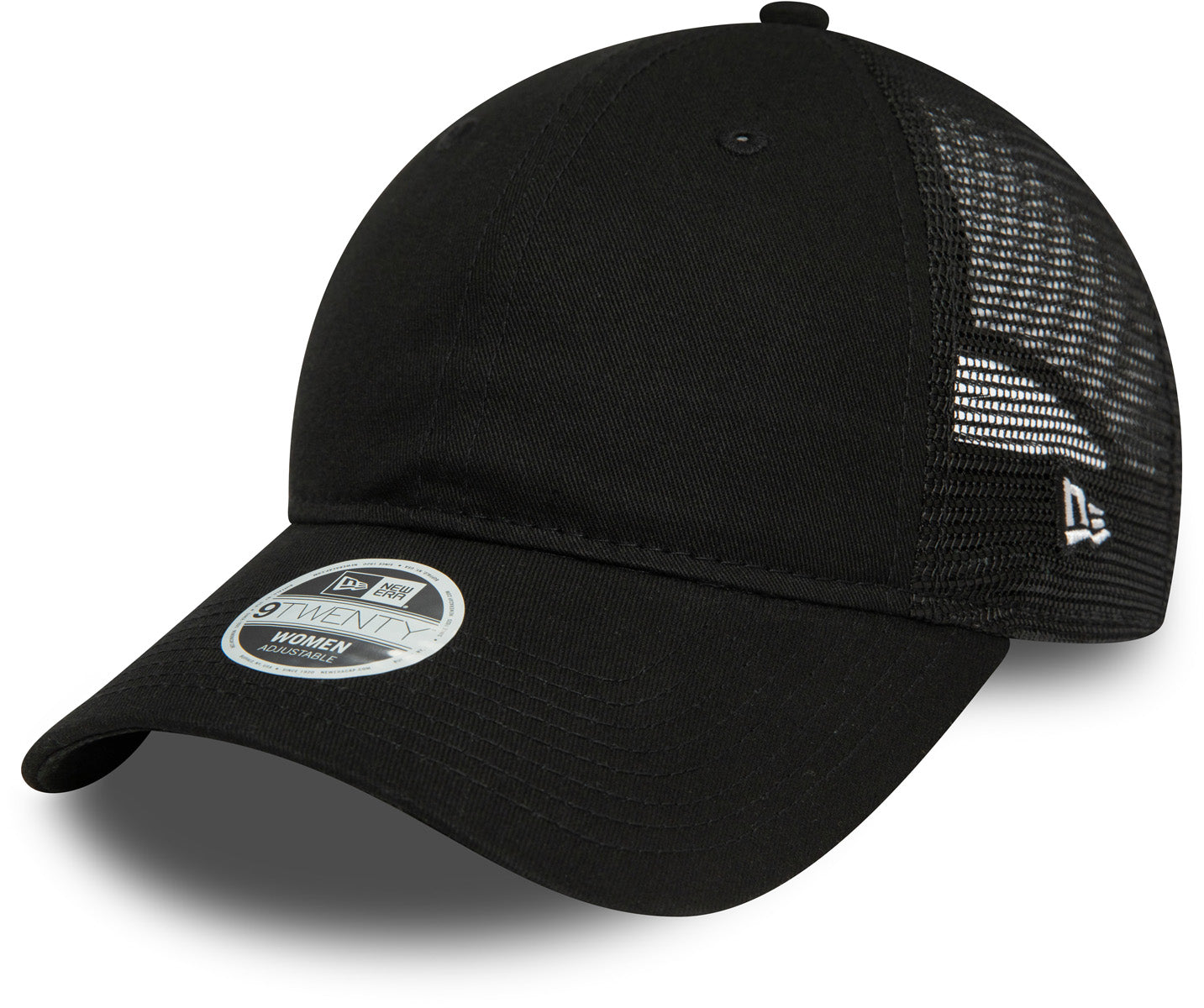 Women's New Era 9Twenty Black Trucker Cap - Adjustable Snapback Hat for Casual Wear, Outdoor Activities & Sports Fan Gear