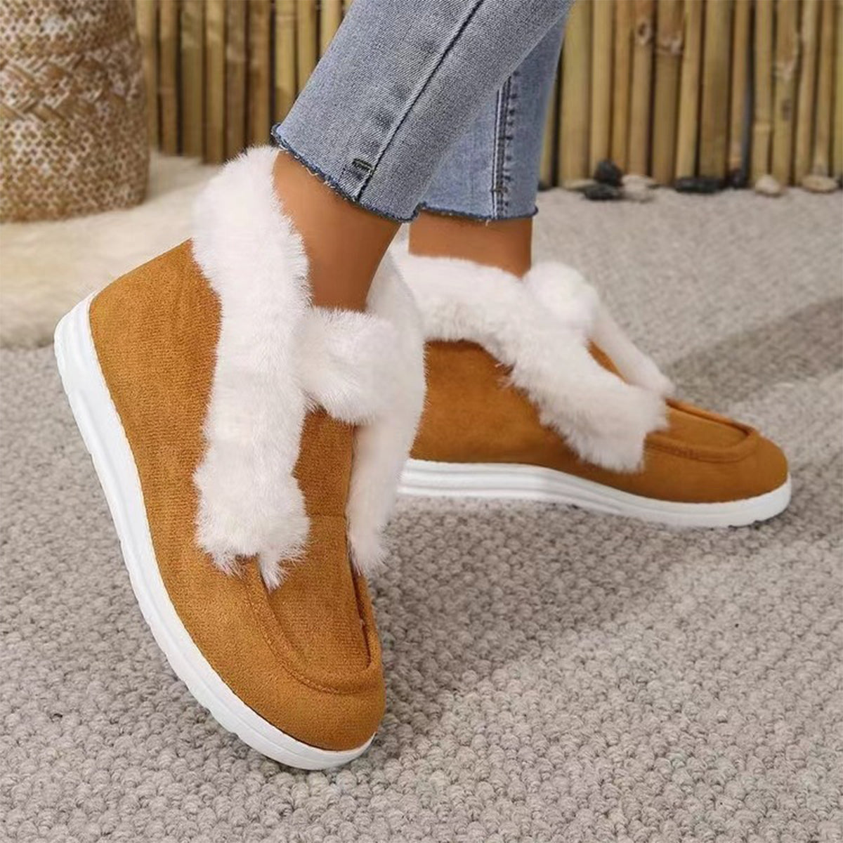Warm Furry Suede Snow Boots for Women - Waterproof Winter Boots with Non-Slip Sole - Perfect for Snowy Days, Hiking & Outdoor Activities