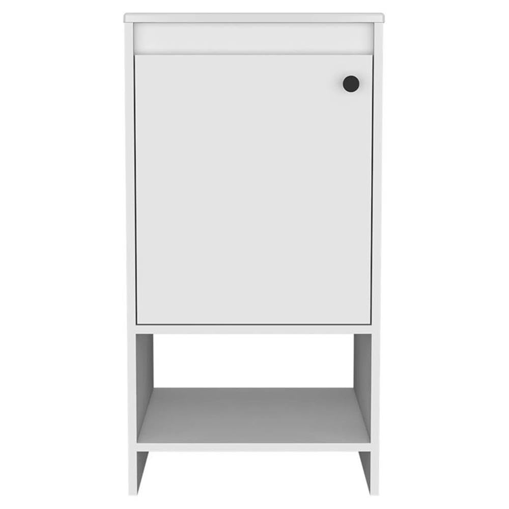 Modern White Free Standing Vanity Cabinet with Metal Frame - Bathroom Storage & Organization Solution for Small Spaces