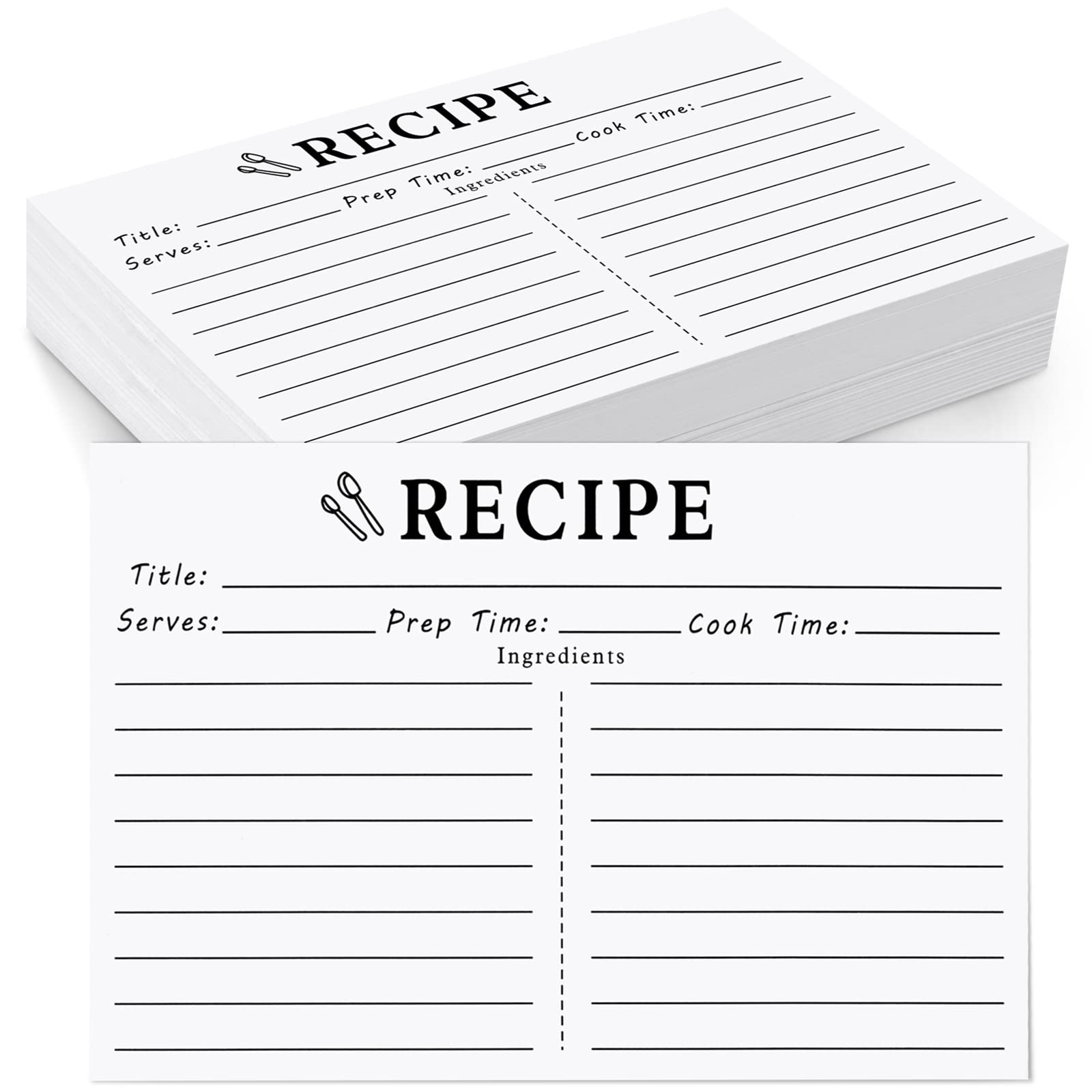 70-Pack 4x6 Blank Recipe Cards - Double Sided White Index Cards for Cooking, Baking & Meal Planning - Perfect for Bridal Showers, Wedding Gifts & Kitchen Organization