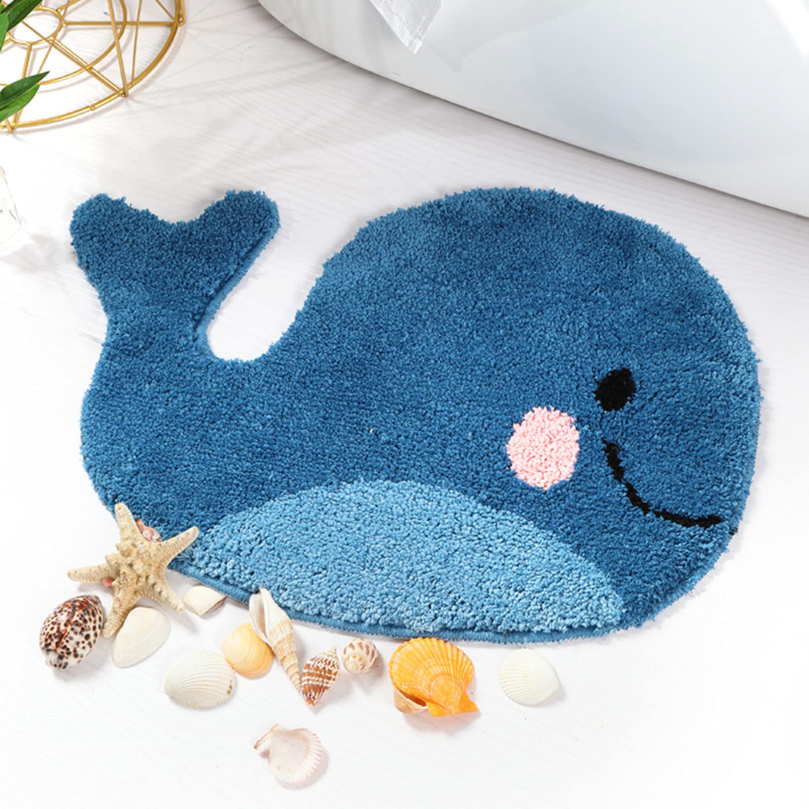 **Non-Slip Blue Whale Bathroom Rug – Soft Microfiber Terry, Washable & Water Absorbent – 18x24 Inch Farmhouse Floor Mat for Kids, Boys & Girls – Perfect for Bathrooms, Bedrooms & Nursery Decor**