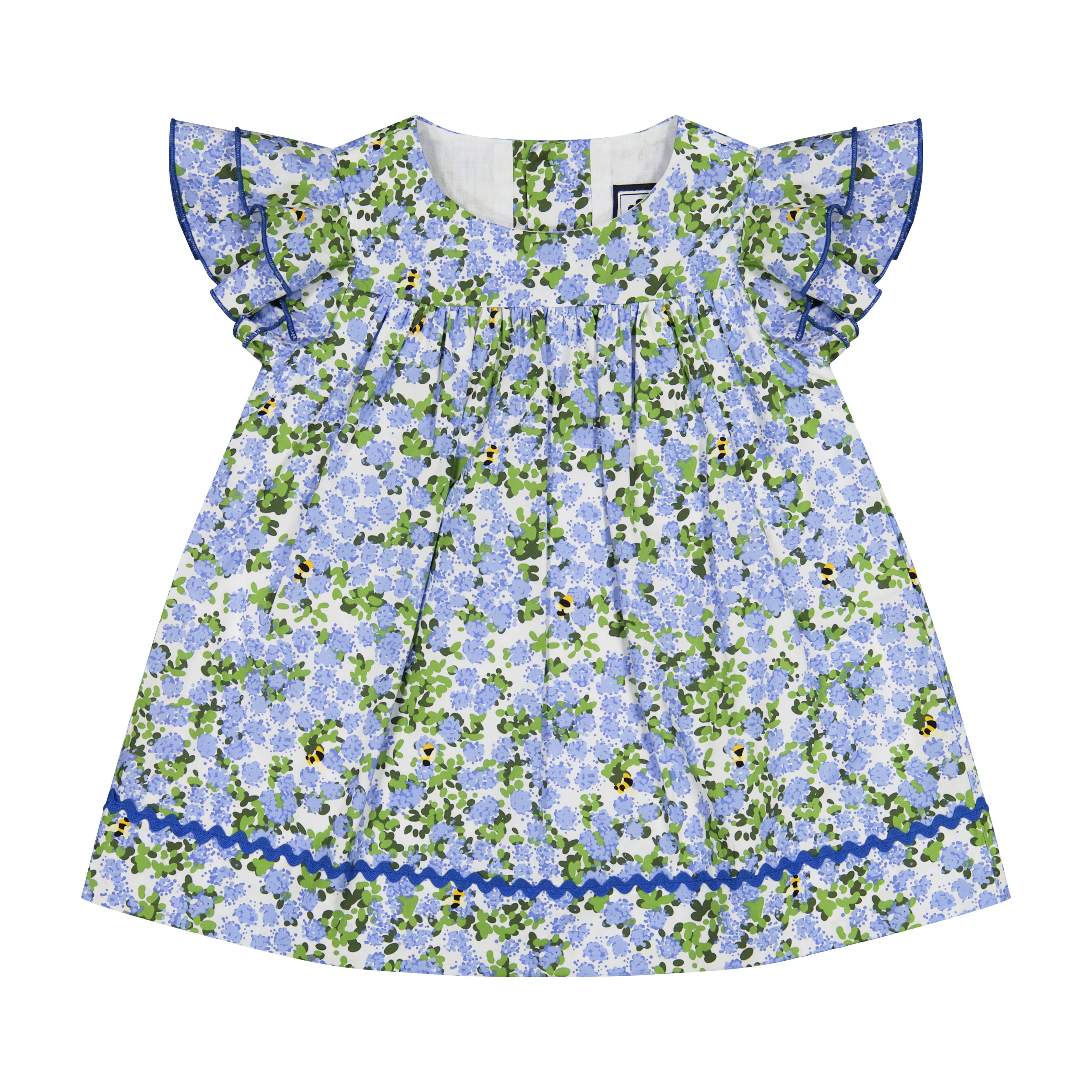 Maeve Baby Girl Dress - Blue Hydrangea Floral Print Cotton Outfit for Newborn Toddler | Perfect for Photoshoots, Birthday Parties & Special Occasions