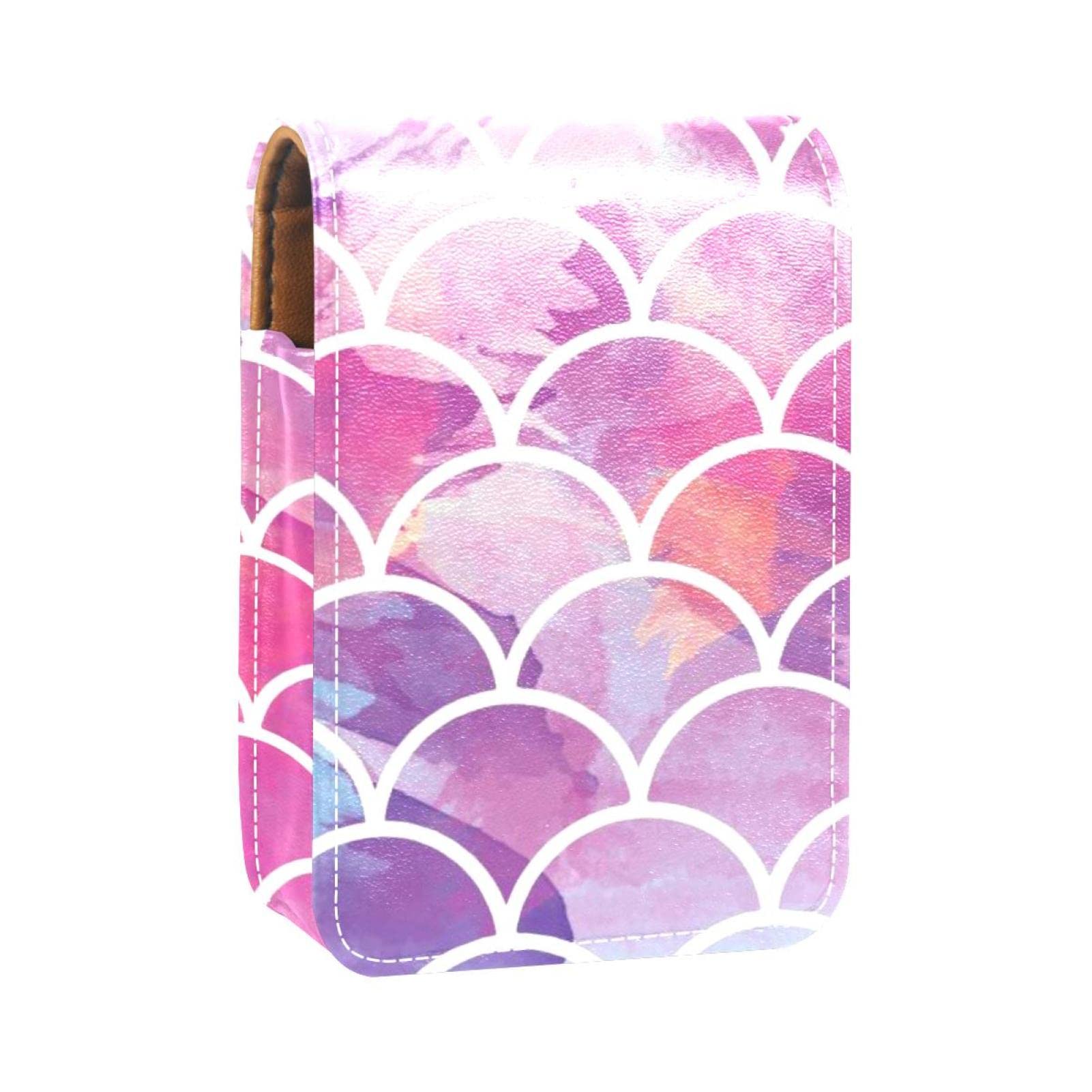Personalized Lipstick Case - Portable Makeup Bag & Cosmetic Pouch with Mermaid Scales Pattern (Pink) - Perfect for Travel, Daily Use & Gift Giving - Lipstick Holder & Makeup Organizer