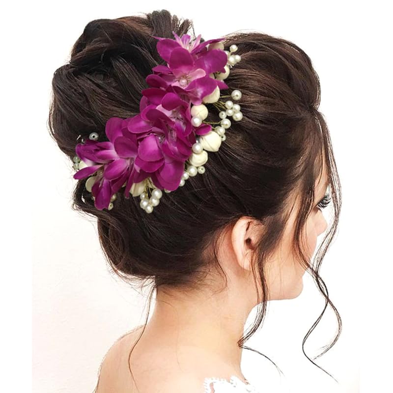Elegant Purple Rose Hair Vine - Women's Hair Accessories for Weddings, Anniversaries & Special Occasions | Perfect for Bridal Hairstyles, Prom & Formal Events