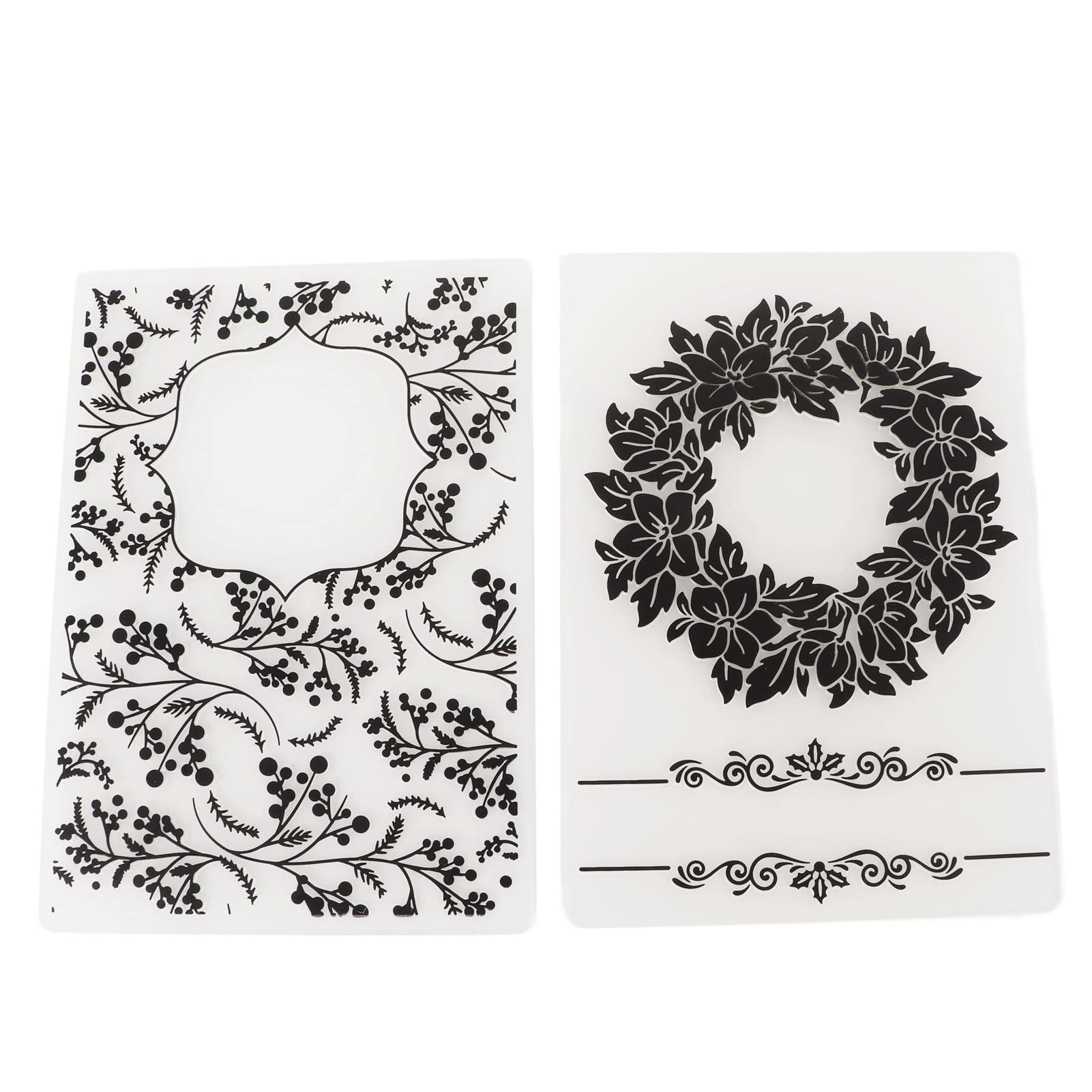 2 Pack 7x5 Inch Plastic Embossing Stencils for DIY Scrapbooking, Card Making & Photo Albums - Embossing Folders Compatible with Embossing Machines (Perfect for Wedding Invitations, Greeting Cards & Craft Projects)