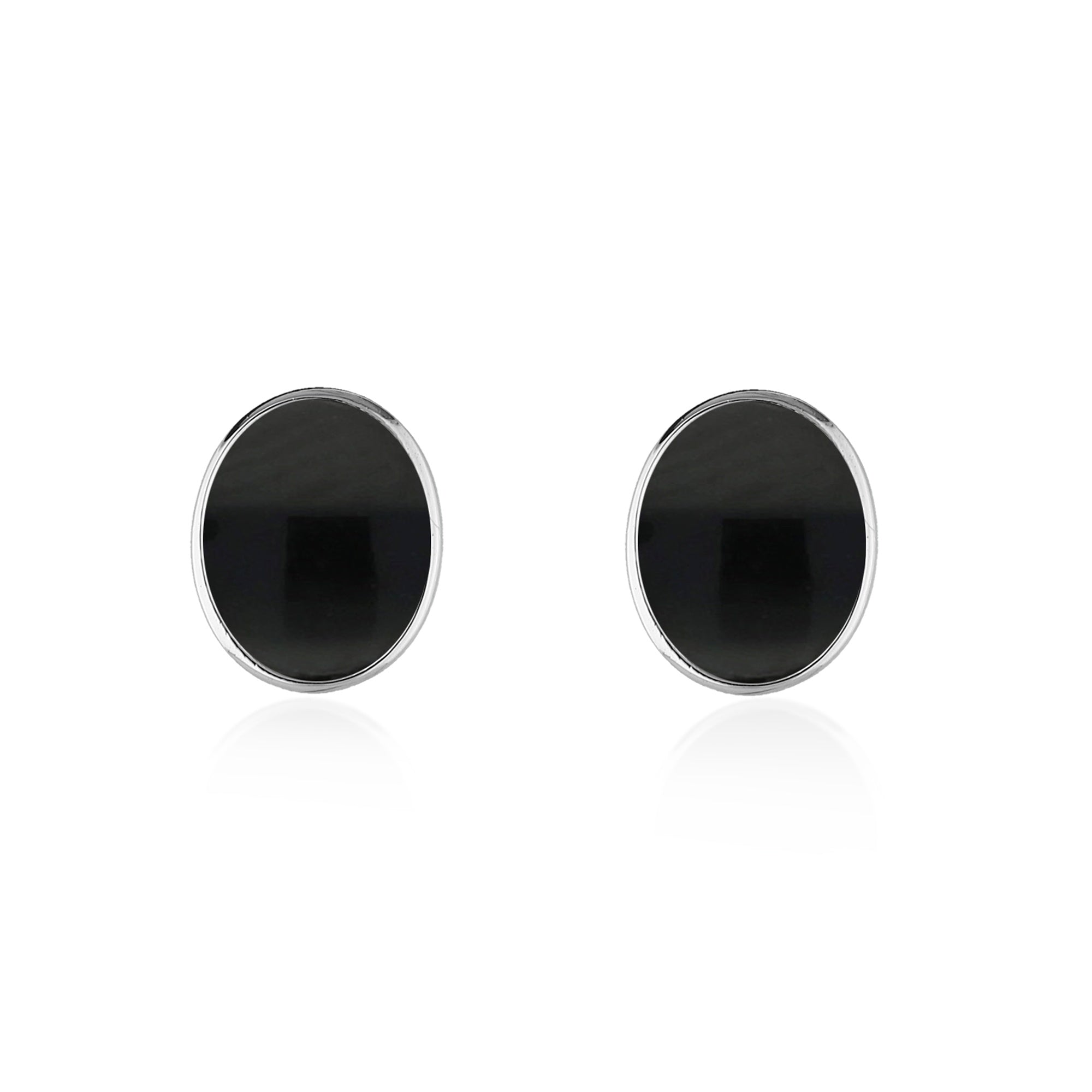 Sterling Silver Whitby Jet Oval Stud Earrings for Women - Elegant & Hypoallergenic Jewelry for Everyday Wear & Special Occasions