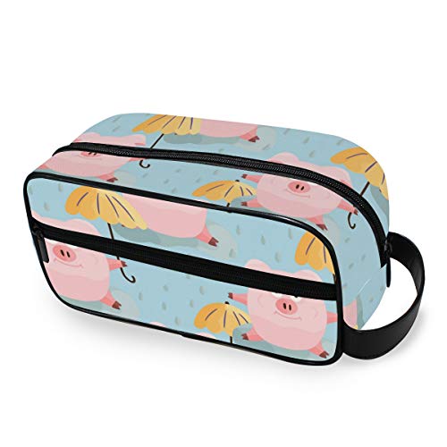 Cute Pink Pig Cartoon Cosmetic Bag - Portable Travel Makeup Organizer with Multiple Pockets for Toiletries, Cosmetics & Accessories | Perfect for Travel, Gym, and Daily Use