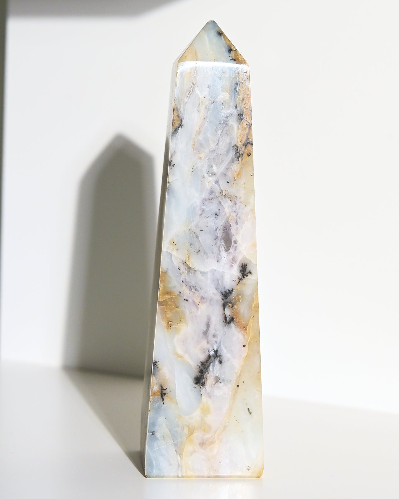 Peruvian Blue Opal Crystal Tower - 6.5 Inch Healing Stone for Meditation, Reiki & Home Decor