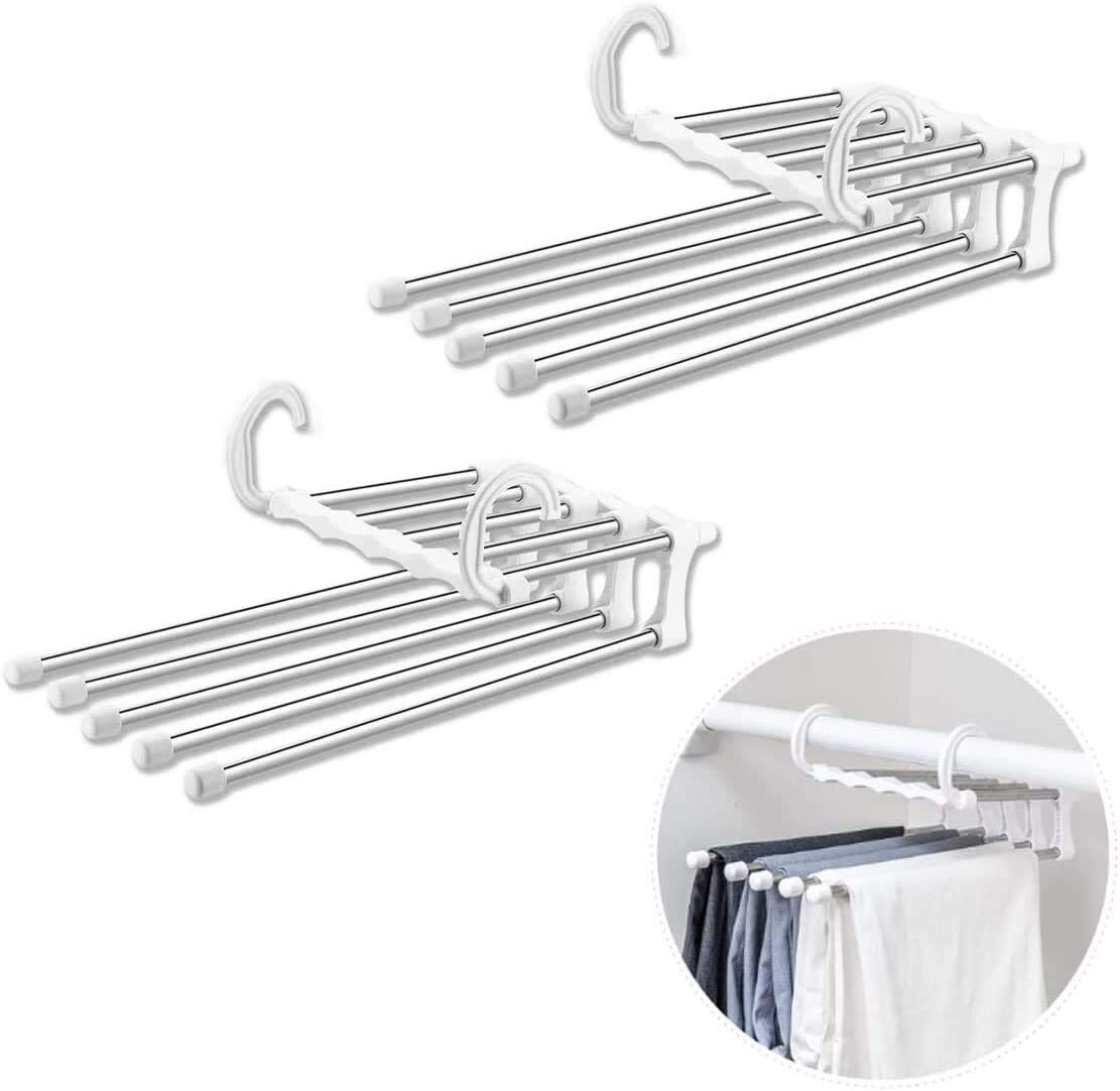 Stainless Steel Clothes Hanger - Space Saving Closet Organizer with Rotating Anti-Skid Design for Pants, Jeans & Coats | Durable Metal Wardrobe Hanger for Home & Closet Organization