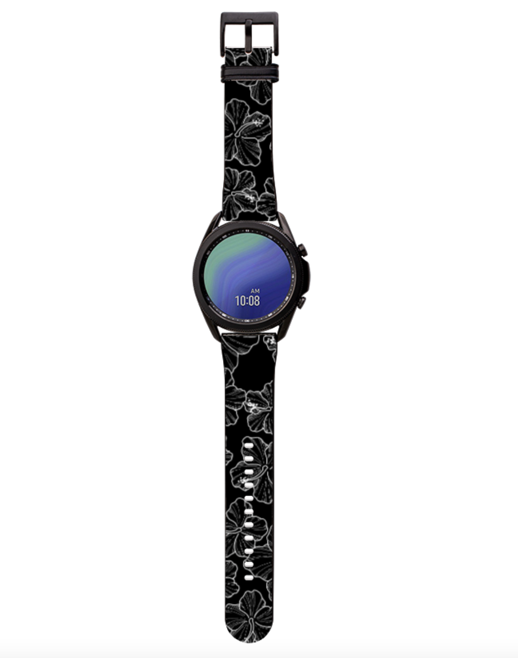 Samsung Galaxy Watch 4/5/6 Bands - Hibiscus 'Ele'ele Floral Design Silicone Strap for Women & Men - Compatible with Galaxy Watch Active 2/3/4/5/6 - Perfect for Workouts, Running, Swimming & Daily Wear