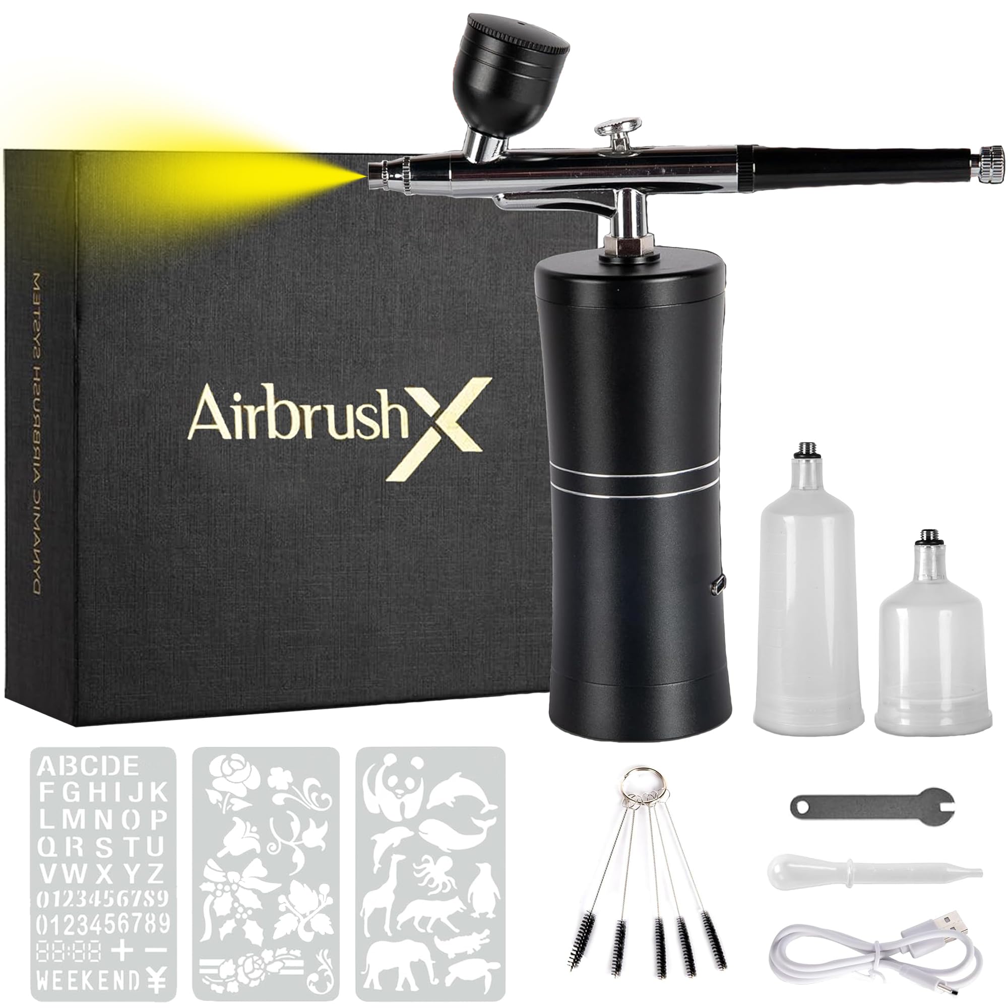 Professional Airbrush Kit with Air Compressor - Complete Set for Nails, Makeup, Tattoo & Painting | Portable Airbrush Gun & Compressor for Home, Salon & DIY Art Projects