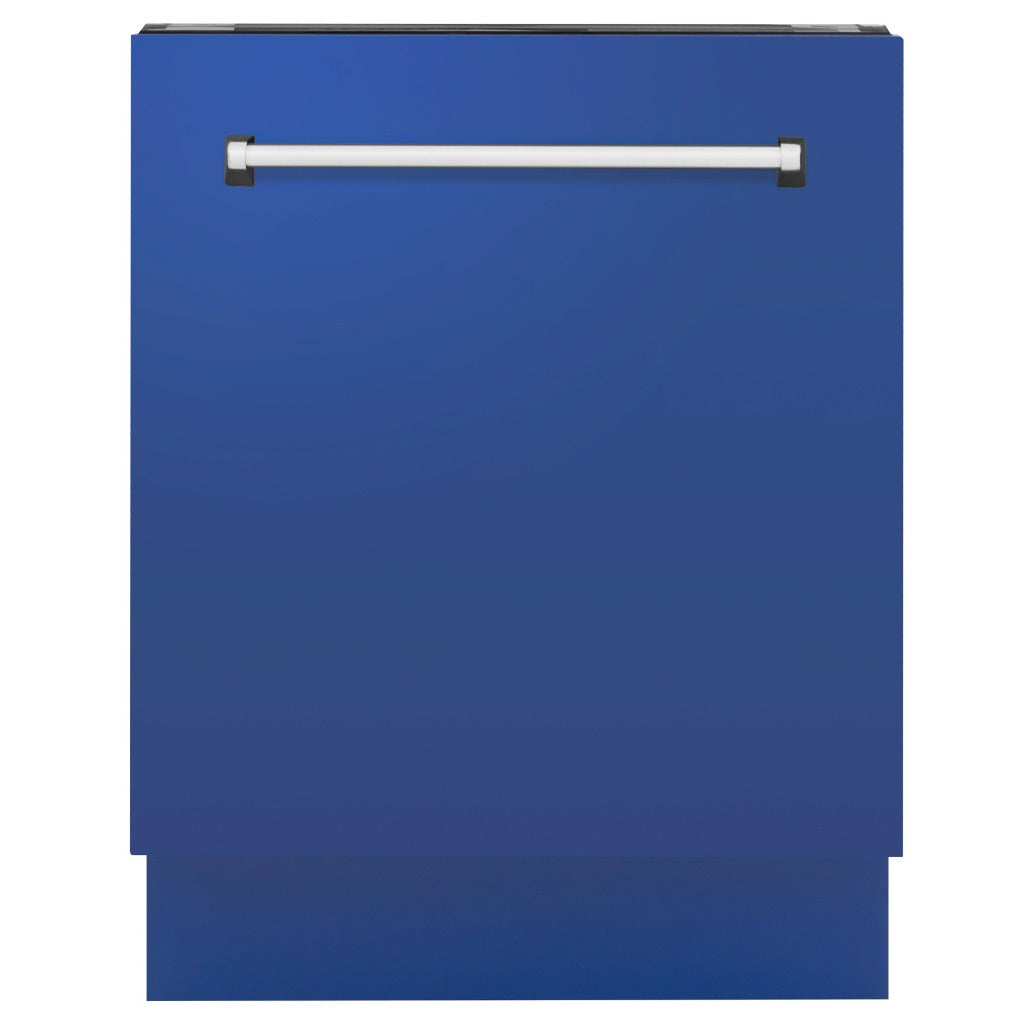 ZLINE 24 Inch Tallac Series 3rd Rack Tall Tub Dishwasher - Blue Matte Finish with Stainless Steel Tub, 51dBa Ultra Quiet (DWV BM 24) | Perfect for Modern Kitchens, Small Spaces & Energy-Efficient Homes