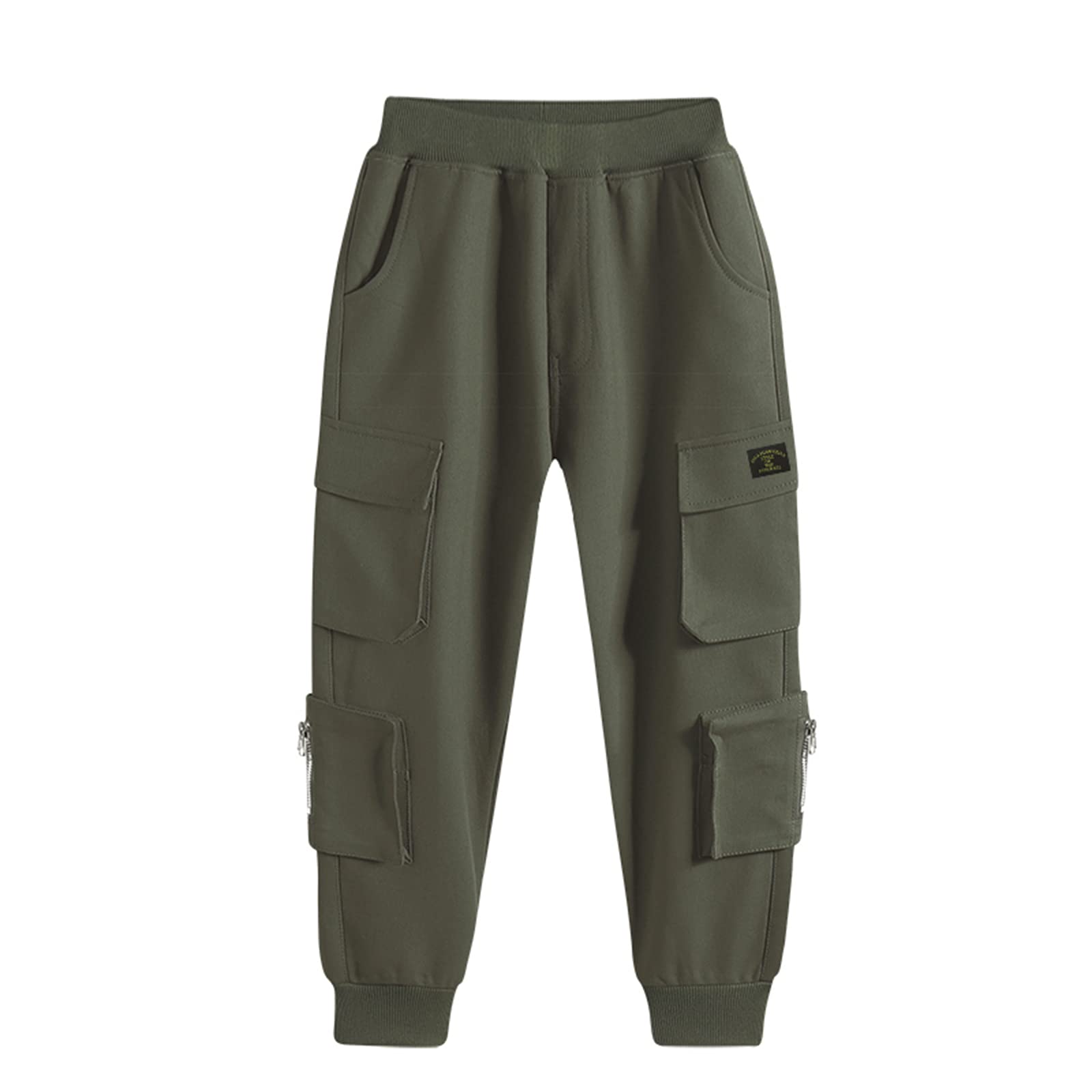 Boys' Elastic Waist Cargo Joggers with 8 Pockets - Comfortable for Play & School