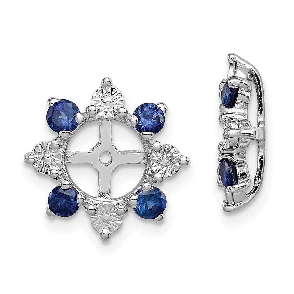 Rhodium-Plated Sterling Silver Gemstone & Diamond Earring Jackets for Women | Elegant Wedding, Party & Evening Wear Jewelry