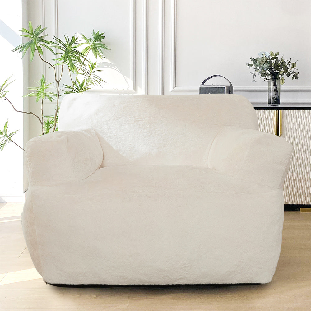 MAXYOYO Bean Bag Chair for Adults & Kids - Soft Lazy Sofa with Armrests, Comfortable Lounge Chair for Living Room, Bedroom, Dorm - Beige | Perfect for Relaxing, Reading & Gaming