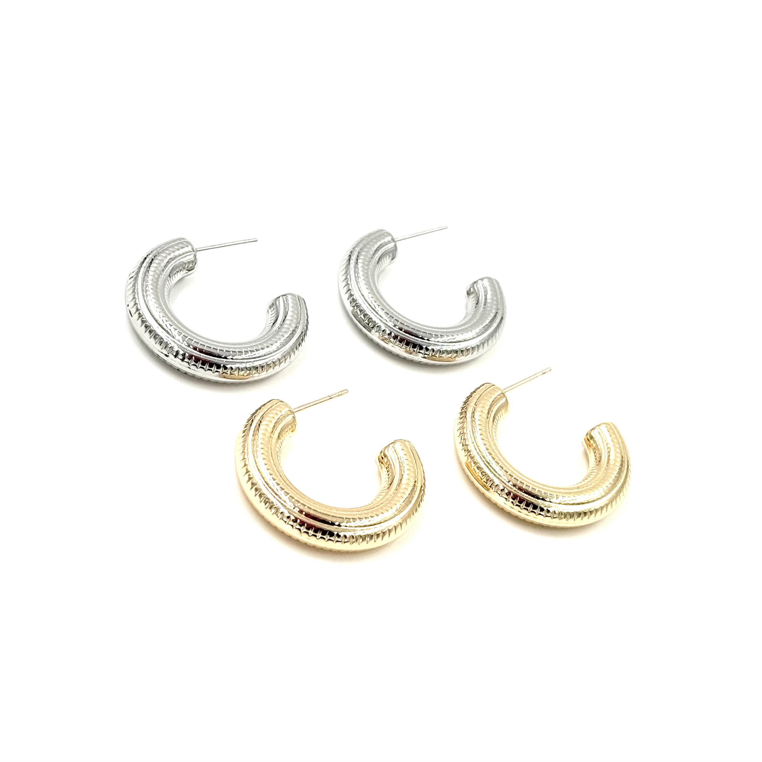 Ashley Gold Stainless Steel 1 Inch Chunky Cut Design Hoop Earrings for Women - Perfect for Parties, Weddings & Everyday Wear