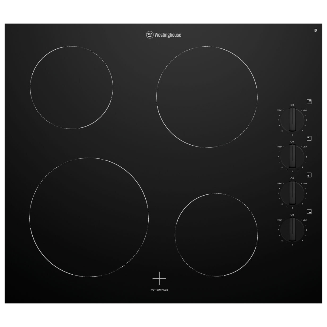 Westinghouse WHC642BC 60cm Ceramic Cooktop - 4 Burner Electric Stove Top for Modern Kitchen Cooking | Fast Heating, Easy Clean Glass Surface | Perfect for Boiling, Frying & Simmering