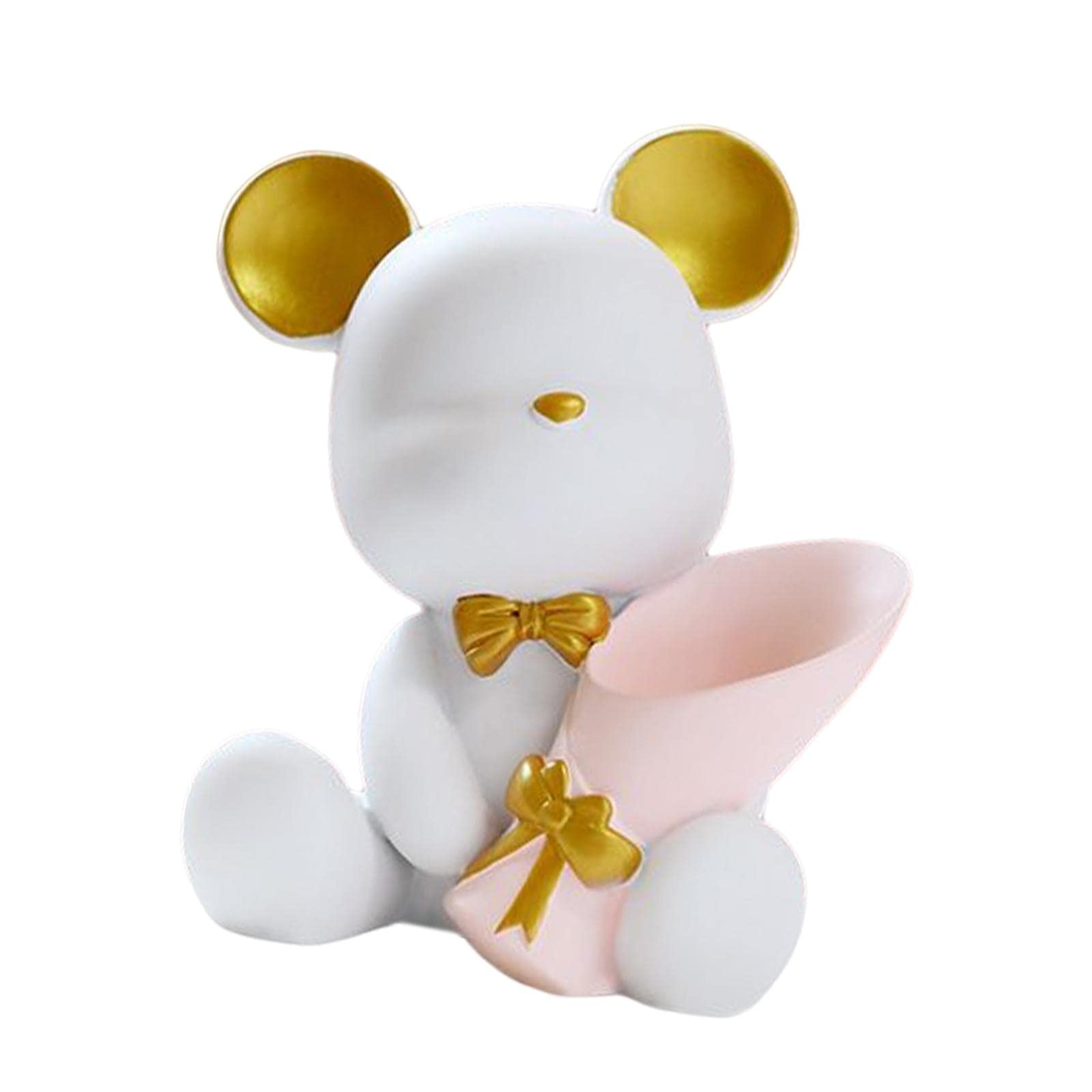 Gazechimp White Resin Bear Statue Sculpture - Cute Planter Holder & Table Vase Centerpiece for Home Decor, Office Desk, Wedding, Baby Shower Gift