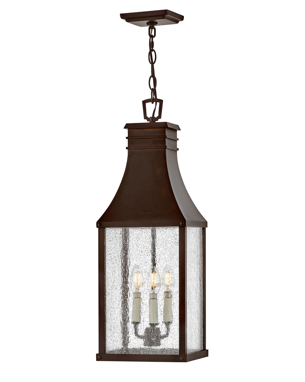 Beacon Hill Blackened Copper LED Hanging Lantern - Outdoor Porch Light Fixture for Patio, Garden & Entryway Decor