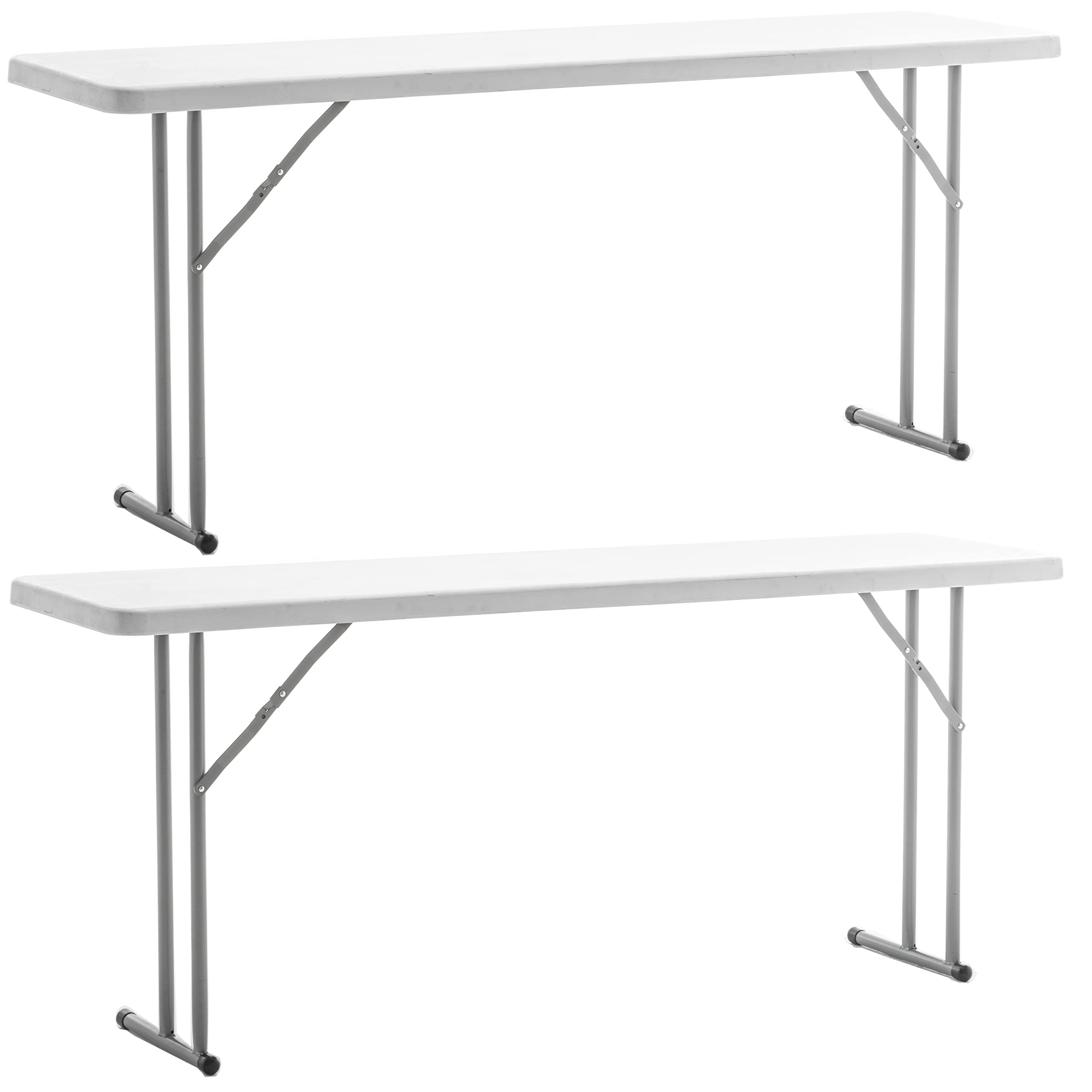 BTEXPERT 6-Foot White Granite Plastic Folding Table - 72