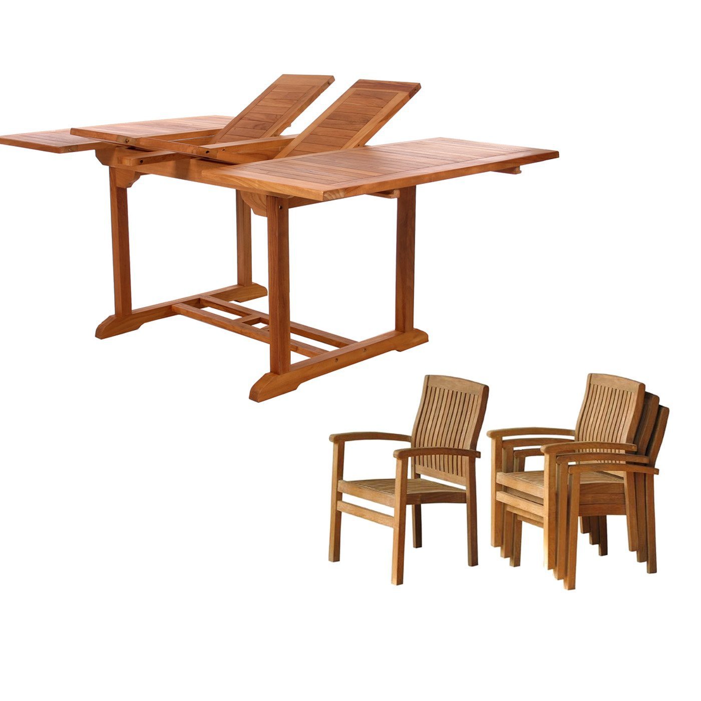 Premium Teak & Cedar 5-Piece Butterfly Stacking Set - Outdoor Patio, Garden, and Poolside Storage Solution