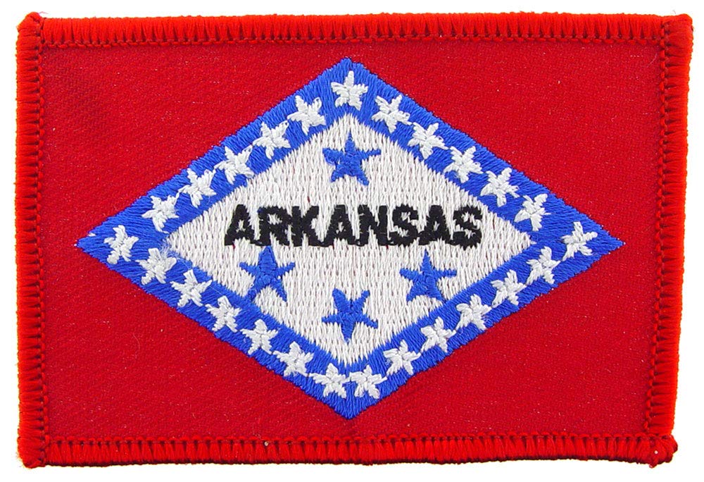 Arkansas State Flag Embroidered Iron-On Patch - Durable Rectangle Sew-On or Iron-On Applique for Jackets, Hats, Bags & DIY Crafts | Officially Licensed Arkansas State Symbol