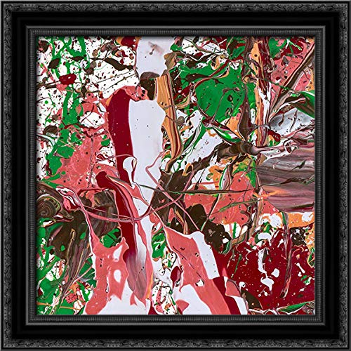 28x28 Black Ornate Framed Canvas Art Print 'Energy Generation 58' - Modern Wall Decor for Living Room, Bedroom & Office