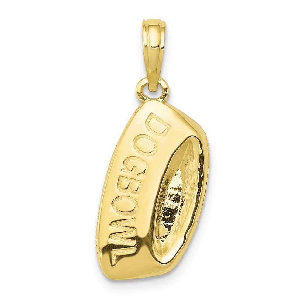 10K Yellow Gold Dog Bowl Small Charm Necklace Pendant - 18