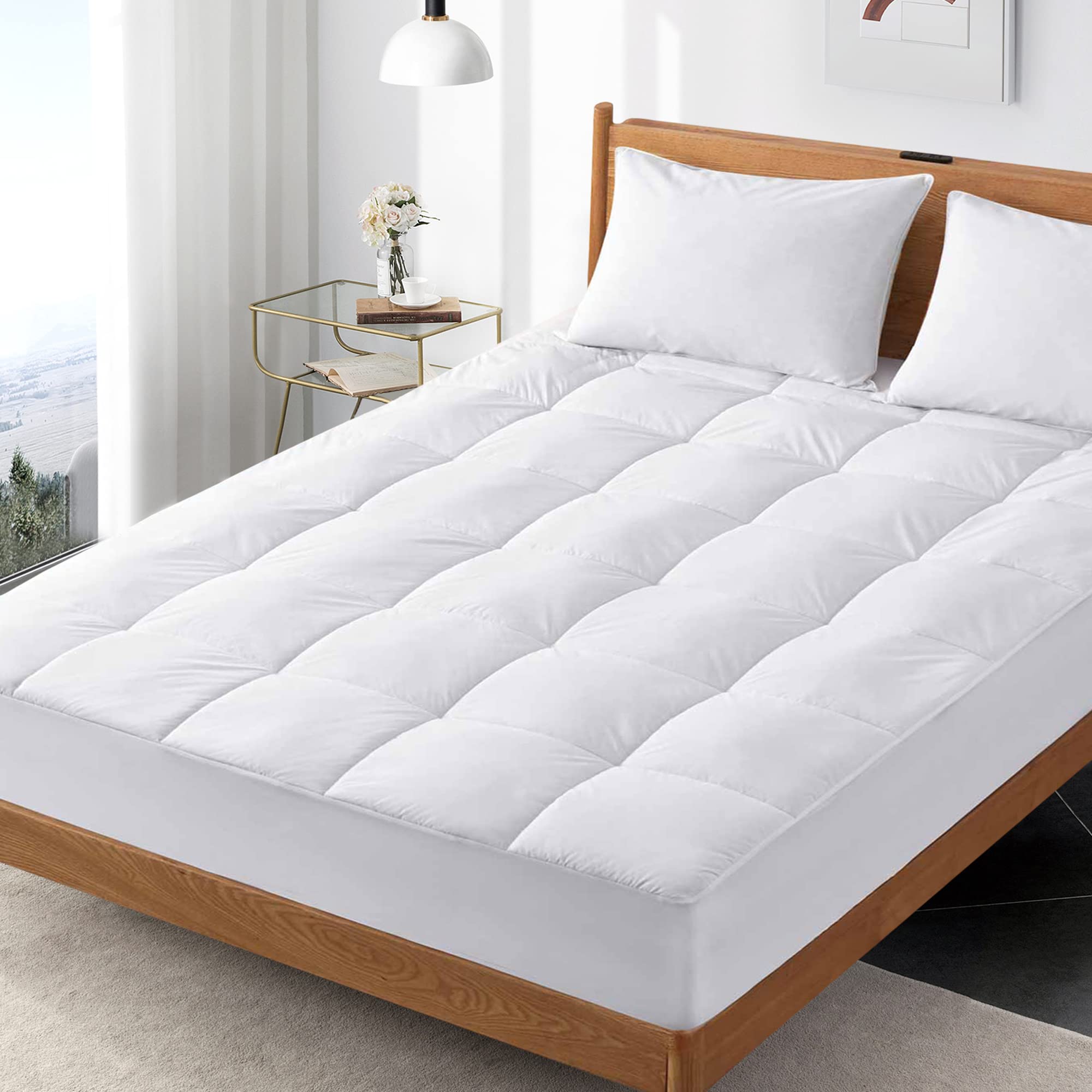 Puredown Cooling Full Size Quilted Mattress Pad - Breathable Soft Pillow Top Mattress Topper with Stretch Fit for 18” Deep Pocket - Perfect for Hot Sleepers & Allergy Relief, Ideal for Bedroom Comfort & Guest Room Setup