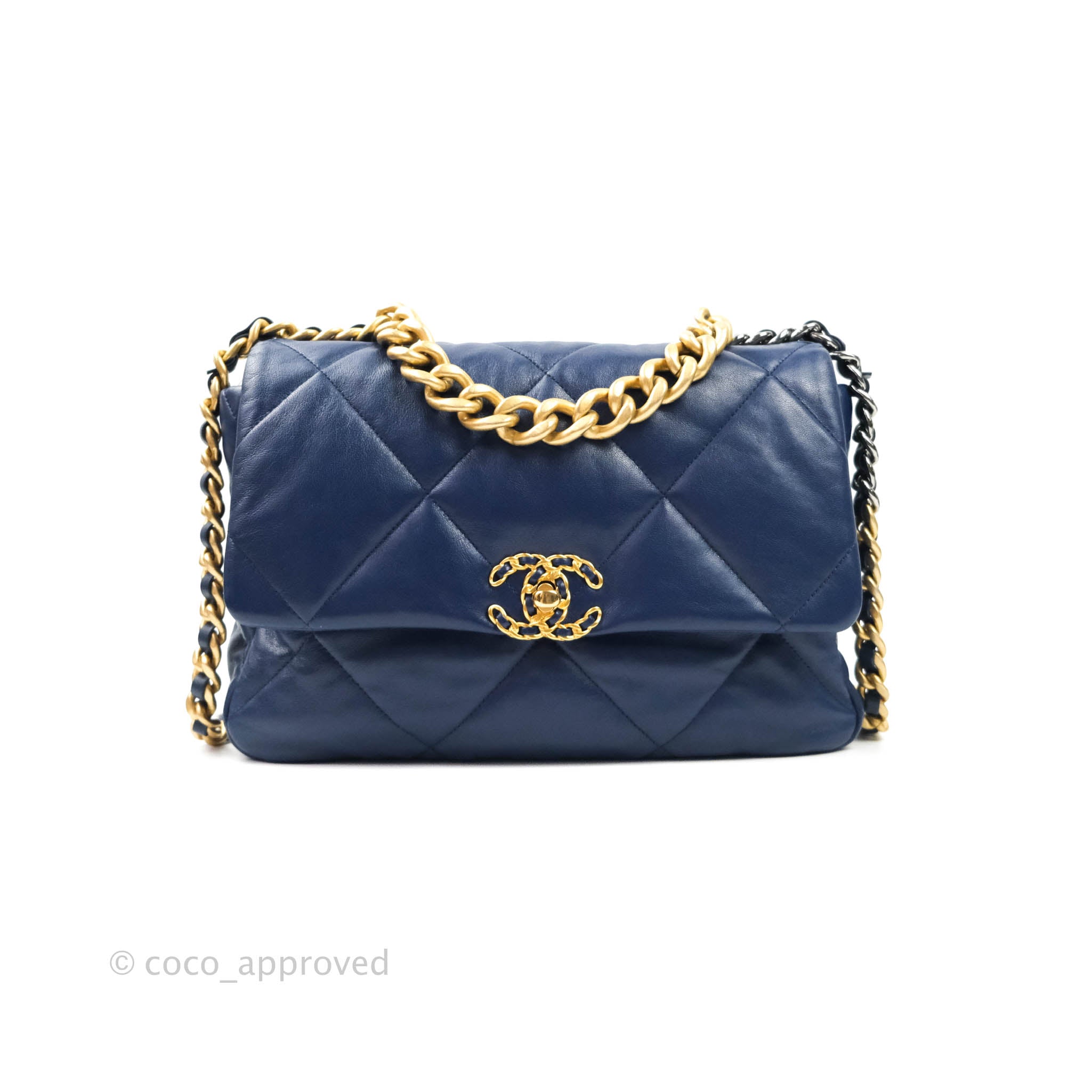 Chanel 19 Medium Flap Bag in Blue Goatskin Leather with Mixed Hardware - Perfect for Everyday Luxury & Special Occasions
