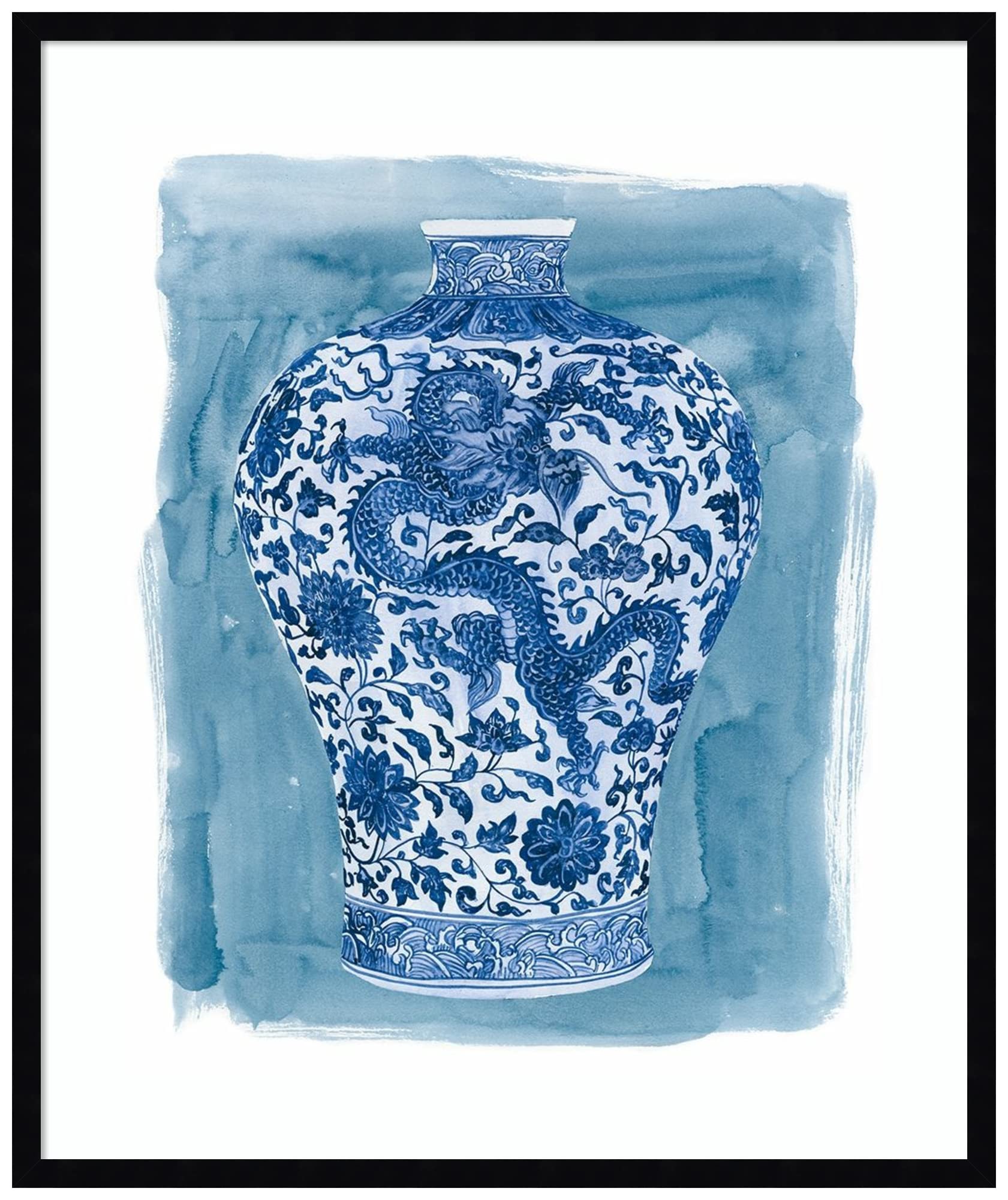 Amanti Art Ming Vase II by Melissa Wang - 28x33 Inch Wood Framed Wall Art Print with Svelte Noir Black Frame - Perfect for Living Room, Bedroom & Office Decor