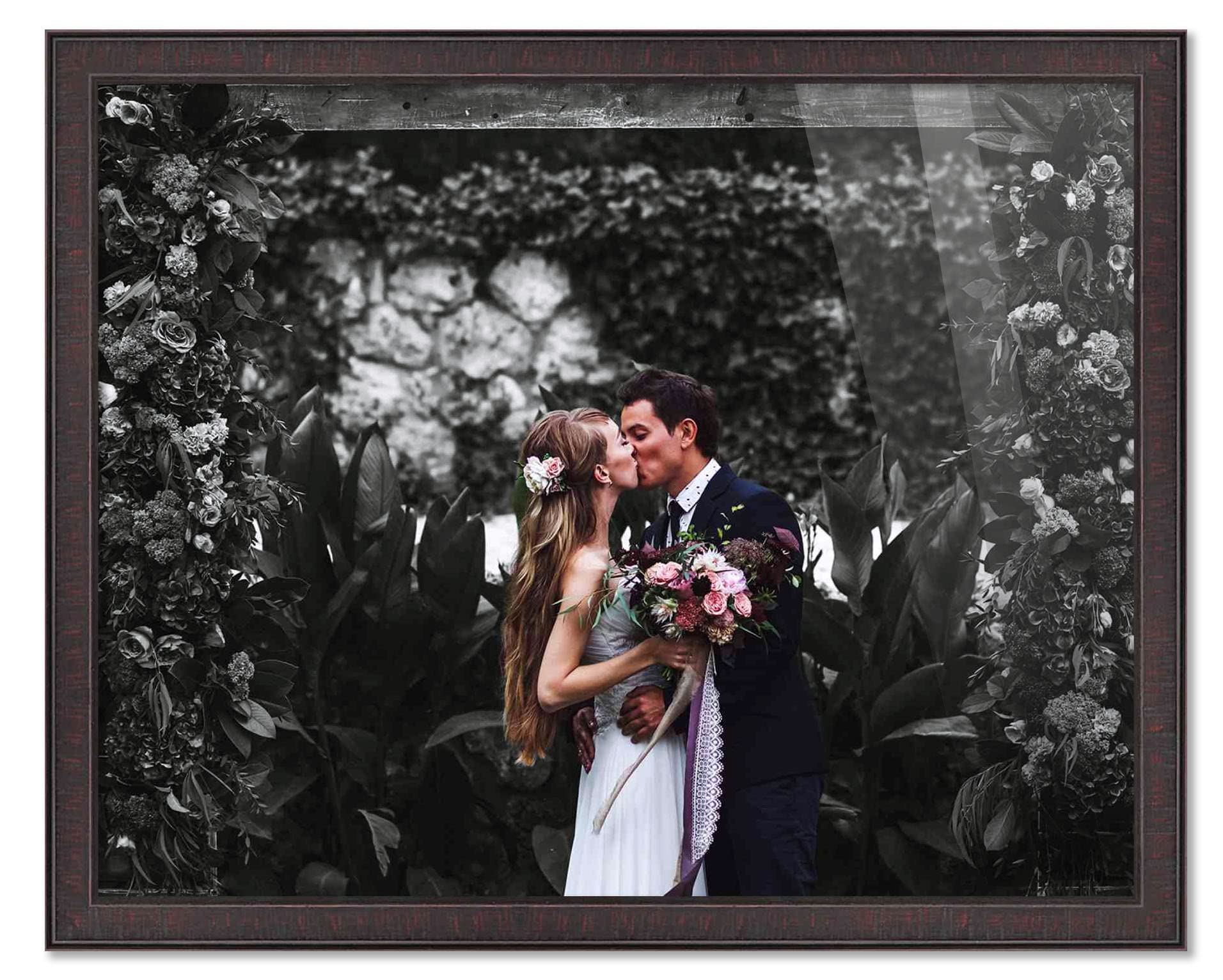 30x36 Brown Wood Picture Frame - Modern Photo Frame with UV Acrylic Shatter Guard & Acid-Free Backing - Wall Display for Family Photos, Living Room Decor, Office Art - No Mat Included