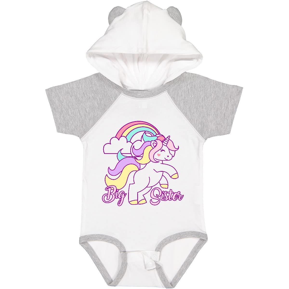 Inktastic Big Sister Unicorn Baby Bodysuit - Cute Unicorn Onesie for Newborn Girls, Soft Cotton Infant Bodysuit - Perfect for Sibling Announcement, Baby Shower Gift & Photo Shoots
