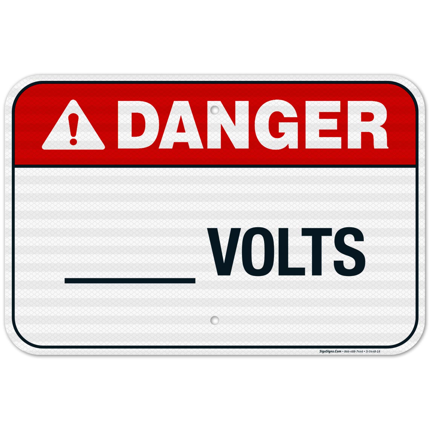 ANSI Danger Sign - 12x18 Inches, 3M EGP Reflective Aluminum, Fade Resistant for Indoor & Outdoor Use | Sigo Signs Volts Sign (SI-5448) | Made in USA | Perfect for Construction Sites, Warehouses & Hazardous Areas