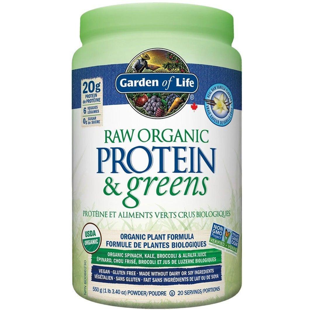 Garden of Life Raw Organic Protein & Greens Vanilla Powder - 550g | Plant-Based Vegan Protein Supplement for Muscle Recovery & Energy | Perfect for Smoothies, Shakes & Post-Workout Nutrition