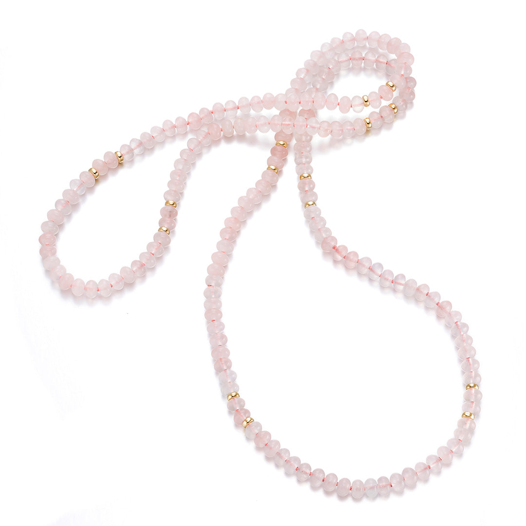 Rose Quartz Rope Necklace for Women - Healing Crystal Jewelry for Chakra Balancing & Positive Energy - Perfect for Meditation, Yoga & Spiritual Gifts