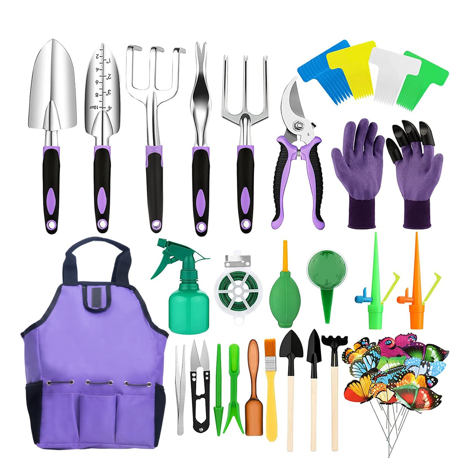 84-Piece Gardening Tool Set - Heavy Duty Aluminum Alloy Succulent & Plant Care Tools for Indoor/Outdoor Use - Perfect Gardening Gift for Men & Women (Purple) - Ideal for Home Garden, Flower Pots, Bonsai & Succulent Care
