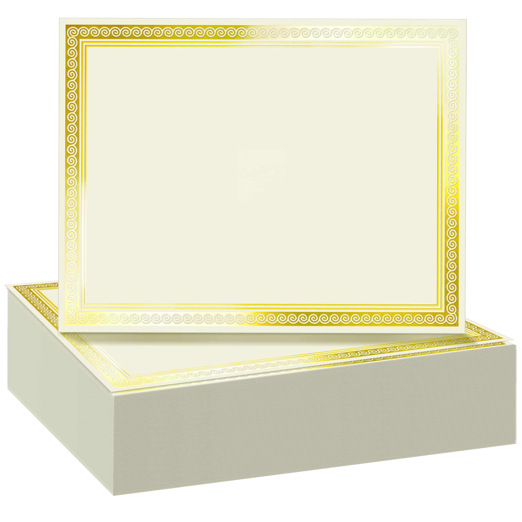 Premium SUNEE 100 Sheets Certificate Paper with Gold Foil Border - 8.5x11 Ivory Cardstock for Diplomas, Awards & Documents | Inkjet Printer Friendly | Perfect for Graduations, School Ceremonies & Office Recognition Events