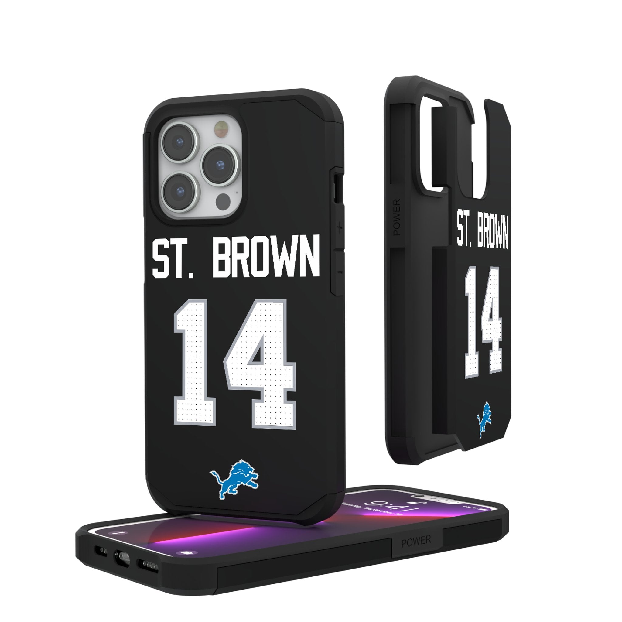 Amon Ra St. Brown Detroit Lions NFL 14 Ready Rugged Shockproof Phone Case - Perfect for Football Games & Outdoor Activities