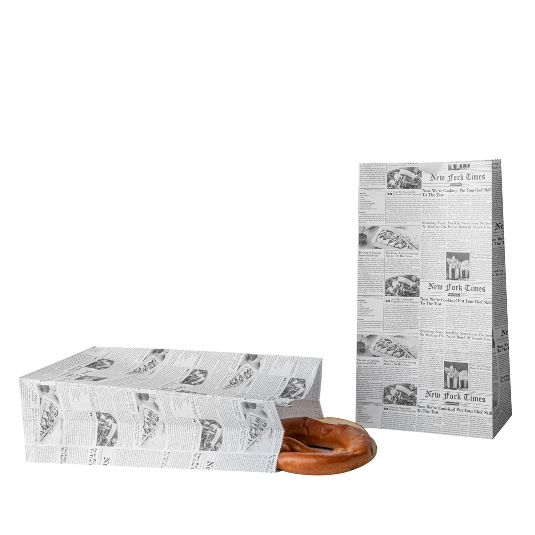 Eco-Friendly Newsprint Paper Bags - 6 lb Capacity, 6 x 3.5 x 10.75 Inches - Pack of 100 - Perfect for Retail Shopping, Gift Wrapping & Party Favors