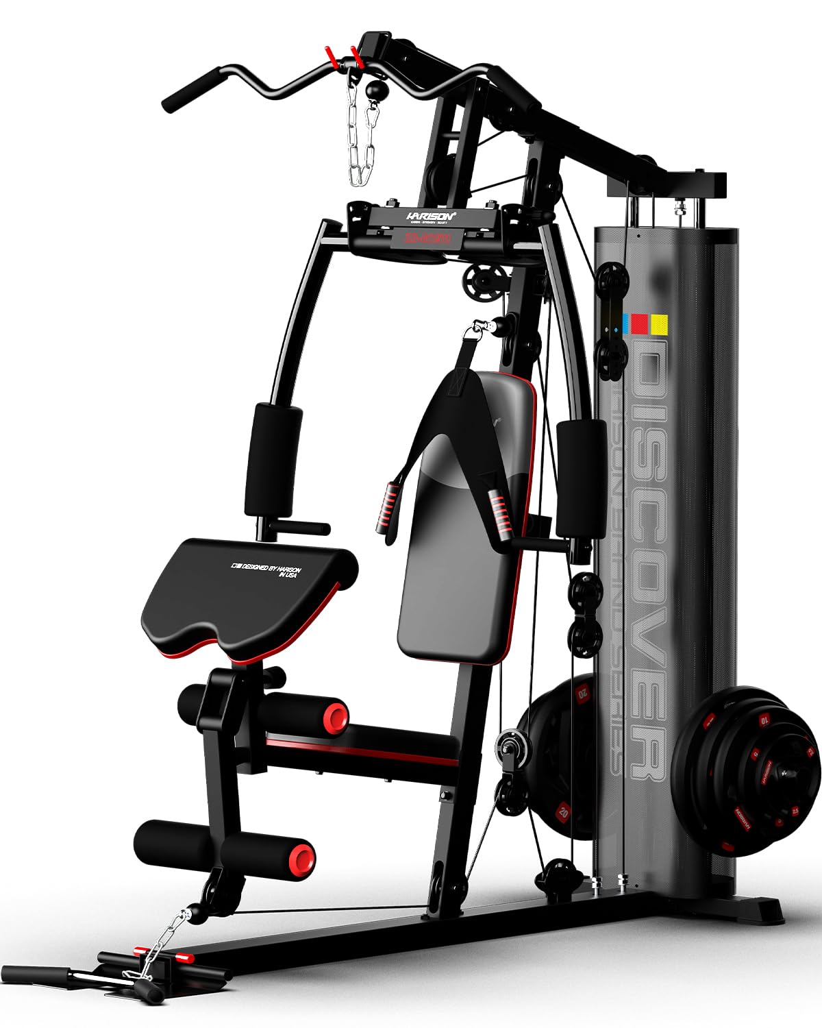 HARISON Home Gym - Full Body Workout Equipment with Pulley System, Weight Bench, Leg Press & Rowing Machine | Multifunctional Fitness Equipment for Strength Training, Cardio & Muscle Building | Perfect for Home Gym, Small Spaces & Apartment Workouts