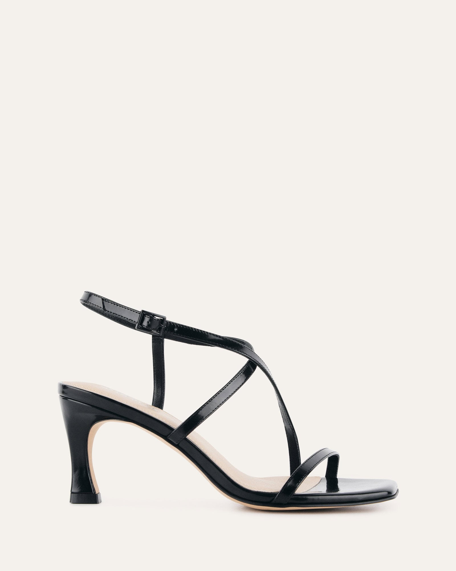 JOCKEY Women's Black Leather High Heel Sandals - Comfortable Dressy Strappy Heels for Party, Wedding & Evening Wear