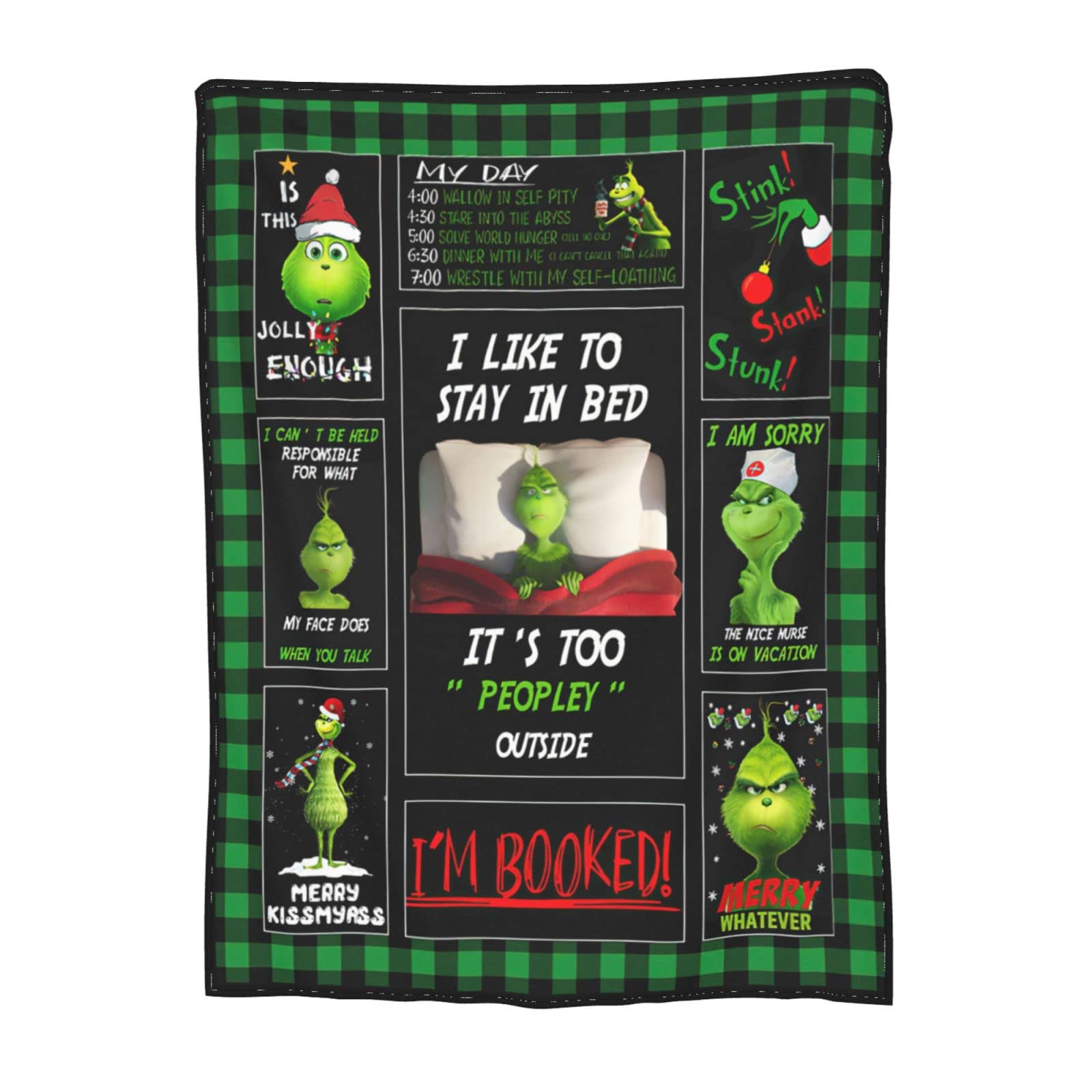 Ultra Soft Cartoon Flannel Fleece Blanket - Lightweight & Warm for Bed, Couch, Sofa - Christmas Party Decorative Throw - 60